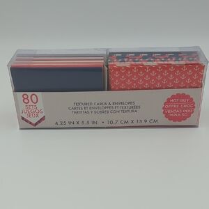 Craft Smift Nautical Anchor Cards & Envelopes‎ Textured 80 Set Red & Blue